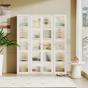 Librería de acero azul hogar respetuoso con el medio ambiente librería de metal Changhong puerta de vidrio librería 1800 alto - Product Image 2