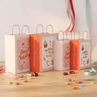 Sacs en papier épais blancs mat laminés pour anniversaire, sacs fourre-tout personnalisés avec logo, poignées en ruban doré, cadeaux d'anniversaire artisanaux