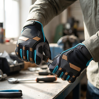 Gants de travail robustes HAIYI résistants aux chocs, à doigts entiers, avec sangle de poignet réglable, protection UV pour le cyclisme et les sports (unisexe)