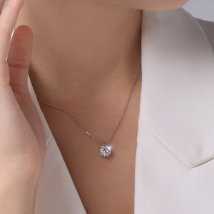 จี้เพชรโมอิสซาไนต์ VVS สุดหรู 4 กะรัต 2 กะรัต 1 กะรัต เครื่องประดับผู้หญิง ชุบทอง เงินแท้ S925 พร้อมใบรับรอง GRA สร้อยคอจี้เดี่ยว - Product Image 5