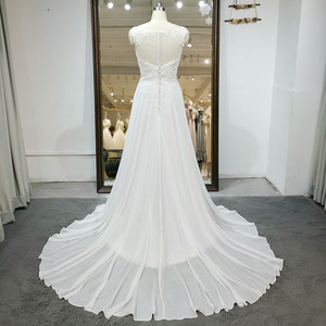 Semplici abiti da sposa in pizzo con scollo a V senza maniche in <span class=keywords><strong>Tulle</strong></span> bianco taglie forti abiti da sposa da <span class=keywords><strong>donna</strong></span> RL061 - Product Image 3