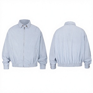 Blouson bomber décontracté de style américain avec fermeture éclair et détails boutonnés, unisexe, streetwear pour l'automne/hiver, 100% coton - Product Image 2