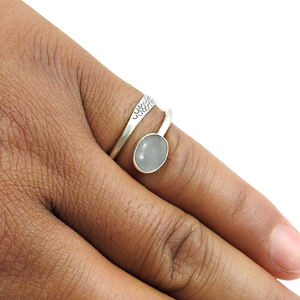 Magnifiquement conçu gris pierre de lune pierres précieuses bagues faites à la main en argent sterling 925 bijoux en pierre de naissance à la mode en gros - Product Image 3