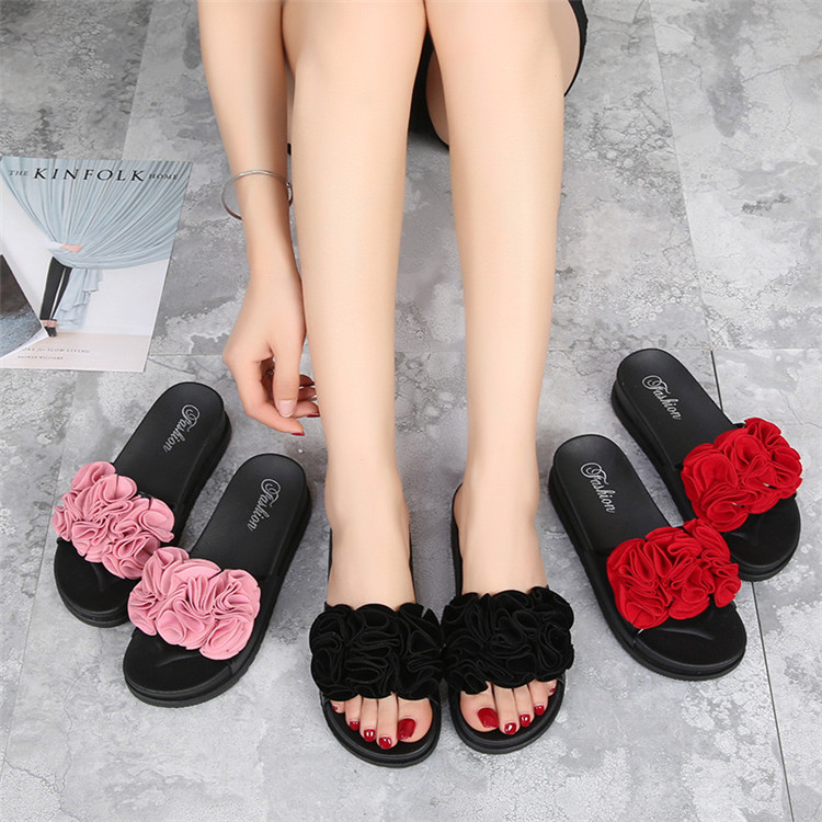 High Quality Thick Soft Bottom Beach Slides Sandals Flower Non-slip Summer Slippers For Women