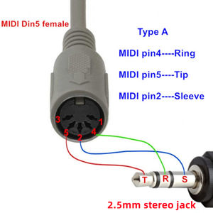 Tapez un câble audio stéréo MIDI Din 5 broches femelle vers Monoprice 3.5mm mâle TRS - Product Image 6