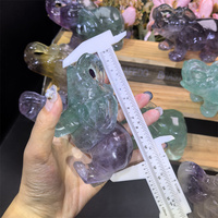 Figurine d'éléphant en pierre naturelle polie, sculptée en cristal, artisanat de guérison, en fluorite verte et jaune, pour cadeau
