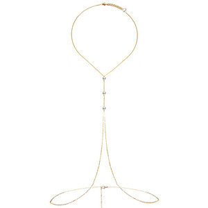 Semplice catena sul petto gioielli in acciaio inossidabile con perle Bikini per donna vita vita a catena <span class=keywords><strong>Sexy</strong></span> Lingerie di lusso Top regalo - Product Image 4