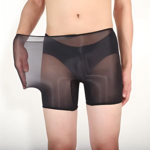 Men Transparent <b>Boxer</b> Briefs Mid-Rise Solid Color <b>Polyester</b> Quick-Drying Breathable Stealthy Bullet Separation Underwear - Product Image 2