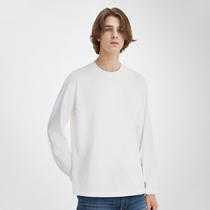 Unisex Basic Blank Long Sleeve Crew Neck <b>Tee</b> 220GSM Combed Compact Siro Spun Cotton Daily Casual Top - Product Image 1