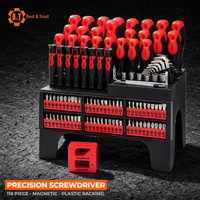 Jeu de tournevis magnétiques de précision B&T de 118 pièces, métal, plastique, rouge, OEM, ODM, OBM, directement de l'usine