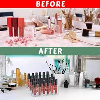 Organisateur de cosmétiques transparent en acrylique lavable grande capacité, support de rangement et présentoir à rouges à lèvres et maquillage
