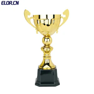 Elor Golden Metal Bowl Futebol Prêmio Troféu Copa Fábrica Custom Crianças Esportes Eventos Prêmios Com Base Plástica