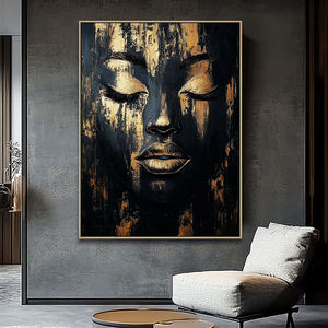 Decoración del hogar hecha a mano acrílico abstracto arte moderno Oro Negro mujeres lujo arte africano <span class=keywords><strong>pinturas</strong></span> <span class=keywords><strong>de</strong></span> pared - Product Image 4