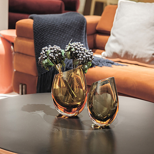 Home Decoration Items Amber Color Tea Table Small One Murano <b>Glass</b> <b>Bag</b> <b>Vase</b> for Flowers - Product Image 2