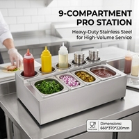 Support de condiments en acier inoxydable, station de service pour bacs GN, pour cuisine commerciale et restauration