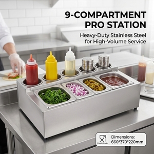 Stainless Steel Condiment Caddy Station GN Food <b>Pan</b> Holder Buffet Server for Commercial Kitchen Catering - Product Image 4