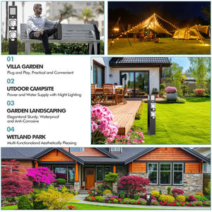 Lampadaire de <span class=keywords><strong>jardin</strong></span> intelligent sans fil en acier inoxydable avec double prise en charge étanche et durable pour lampadaire de <span class=keywords><strong>jardin</strong></span> extérieur - Product Image 5