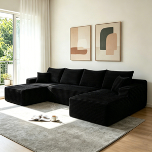 Canapé modulaire en tissu avec compression sous vide, grand format, gain de place, avec porte-gobelets et poches latérales pour appartement - Product Image 1