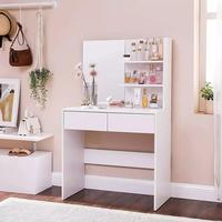 Nouvelle coiffeuse de luxe en bois blanc avec miroir, design contemporain, adaptable à tous les styles de décoration