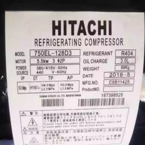 Compresseur frigorifique horizontal Hitachi G750EL-128D3 7,5 Hp R404A pour entrepôt frigorifique - Product Image 2