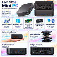 ODM ve OEM Toplu Sipariş Intel N3350 Mini PC 112.2mm Küçük Boyutlu Çift M.2 SSD Yuvaları USB RJ45 Ethernet Ticari Ofis Mini Bilgisayarı