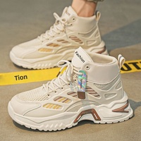 Nouvelles Arrivées Hiver Homme : Baskets Sportives Décontractées Montantes en Maille Respirante Couleur Unie Rehaussantes pour Jeunes
