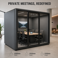 Studio de réunion insonorisé modulaire acoustique portable de luxe préfabriqué pour 6 personnes, moderne, silencieux et privé
