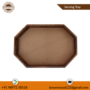 Venta al por mayor de bandejas de madera de la mejor calidad, bandeja de servicio de madera de pino de acacia y mango, forma octogonal para hoteles y restaurantes, gran oferta - Product Image 3