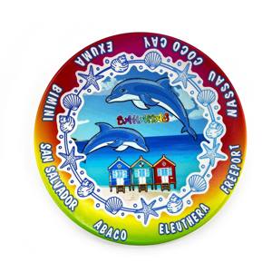 Plaque murale avec logo personnalisé Plaque décorative en céramique posée sur la table Plage Dauphins Conque Design Bahamas Cadeaux souvenirs - Product Image 1