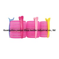 Bigoudis en nylon rouge rosé à couronne haute et tiges à friser bleues pour franges, ensemble de 12 pièces avec affichage LED de la température pour boucler les cheveux