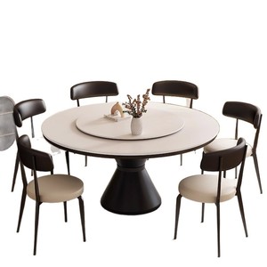 Round Slab Dining Table 150Cm Rotatable Modern Minimalist Design For Home Restaurant Commercial Use - Product Image 5