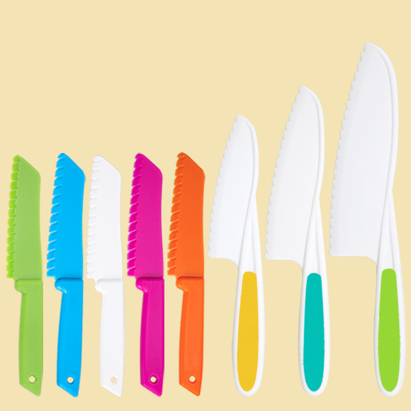 Children kitchen mini tools vegetables fruits knives kids safe plastic cutting cooking knife