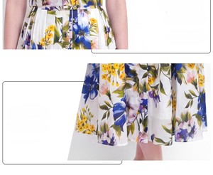 Vestido Camisero Largo de Verano para Mujer, Color Blanco y Azul, Cuello Camisero, Manga Corta, Botones al Frente, Cintura con Cinturón, Estampado Digital - Product Image 6