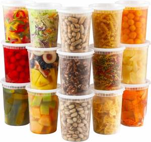 Disposable Plastic Food Storage Soup <b>Containers</b> Lids 8oz 12oz 16oz 24oz 32oz Clear Airtight Microwavable High Temperature - Product Image 1