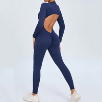 Combinaison de yoga à manches longues avec fermeture éclair S-L Pilates pour femmes, vente en gros