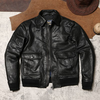 Blouson aviateur rétro cinématique pour homme, veste de motard en cuir texturé requin de qualité supérieure, blouson aviateur A2 classique avec fermeture éclair discrète