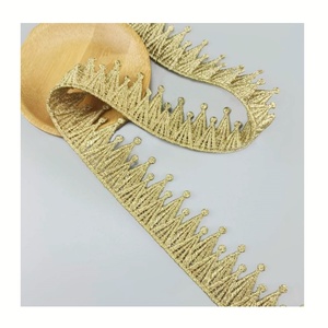 Venta directa de fábrica, venta al por mayor, tela de <span class=keywords><strong>encaje</strong></span> nupcial, borde de recorte, <span class=keywords><strong>dorado</strong></span> bordado de punto, <span class=keywords><strong>encaje</strong></span> de poliéster, <span class=keywords><strong>encaje</strong></span> de <span class=keywords><strong>guipur</strong></span>, ajuste BJDB87 - Product Image 1