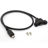 Cable adaptador de extensión Micro USB de 5 pines macho a hembra de 50 cm, de cobre puro, para montaje en panel.