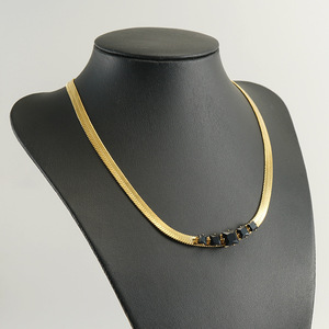 Fashion Zircon Blade Necklace 18k Gold Plated Titanium Steel Geometric Chain For Women Party Jewelry - Product Image 4