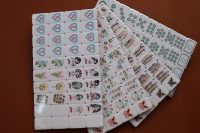 Tuiles de Mahjong Rétro Thème Thé et Goûter, Couleur Bourgogne, pour Femmes, Tuiles de Mahjong Américaines, Ensemble de Tuiles de Mahjong Paon, Bambou et Donut