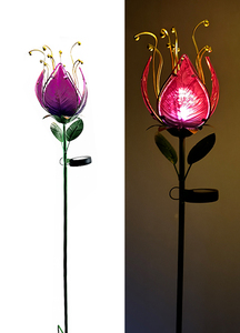 Hoa hình dạng vật liệu thủy tinh cổ phần ánh sáng pha lê bóng LED năng lượng mặt trời Vườn Đèn hoa Led năng lượng mặt trời chiếu sáng hoa tulip - Product Image 2