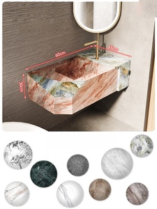 Villa luxury high-end customized luxury stone rock slab integrated seamless basin bathroom cabinet - Product Image 6