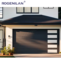 Porte de garage électrique éconergétique la plus vendue par Rogenilan Portes de garage sectionnelles de style villa en verre aluminium noir