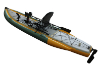 Kayak à Pédales Gonflable Vicking12' Nouveau Design en PVC avec Propulsion par Aileron, Écologique, Léger et Pliable pour Utilisation en Extérieur
