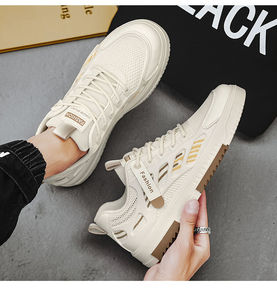 Scarpe estive nuove da uomo in mesh traspirante sneaker da uomo stile coreano scarpe bianche versatili spessy running scarpe casual - Product Image 2