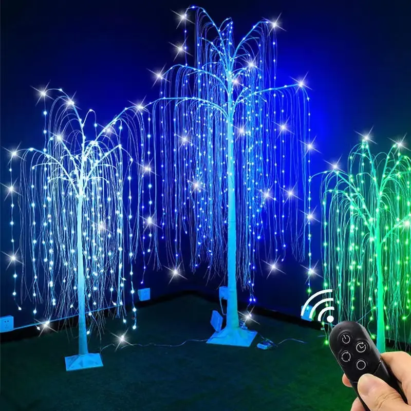 Smart LED Remote / APP Dynamic Point Control RGB Dream color Artificial Willow Christmas tree Fairy String Lights Decor