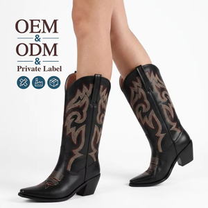 Bottes de cowboy/cowgirl noires à enfiler CHENO avec logo personnalisé, prêtes à être expédiées, pour femmes, pour boutique western - Product Image 1