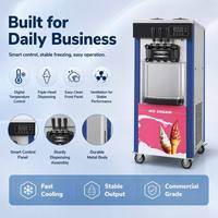 Machine à glace molle commerciale 3 saveurs 26-30L/H sur pied en acier inoxydable 2400W pour commerces et cafés CY-6228
