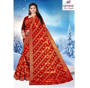 Sari traditionnel en coton imprimé Ajmera, élégant, doux, ethnique, tenue de fête, séchage rapide, toutes saisons, pour femmes - Product Image 4
