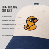 Casquette de baseball brodée motif canard, bicolore crème et marine, logo personnalisé, unisexe, vente en gros